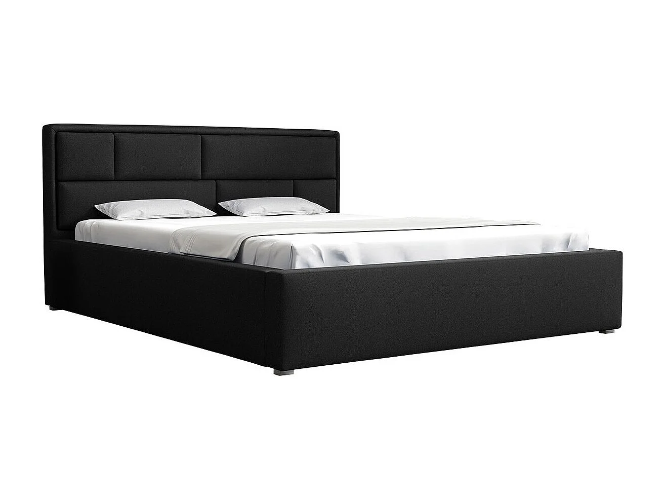 Cama Pomona 104, Doble, Negro, 140x200, Tapiz, Somieres, 160x223x93cm