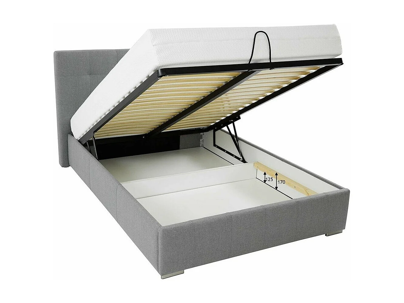 Cama Florence 101, Doble, Blanco, 180x200, Cuero ecológico, Somieres, 198x216x105cm