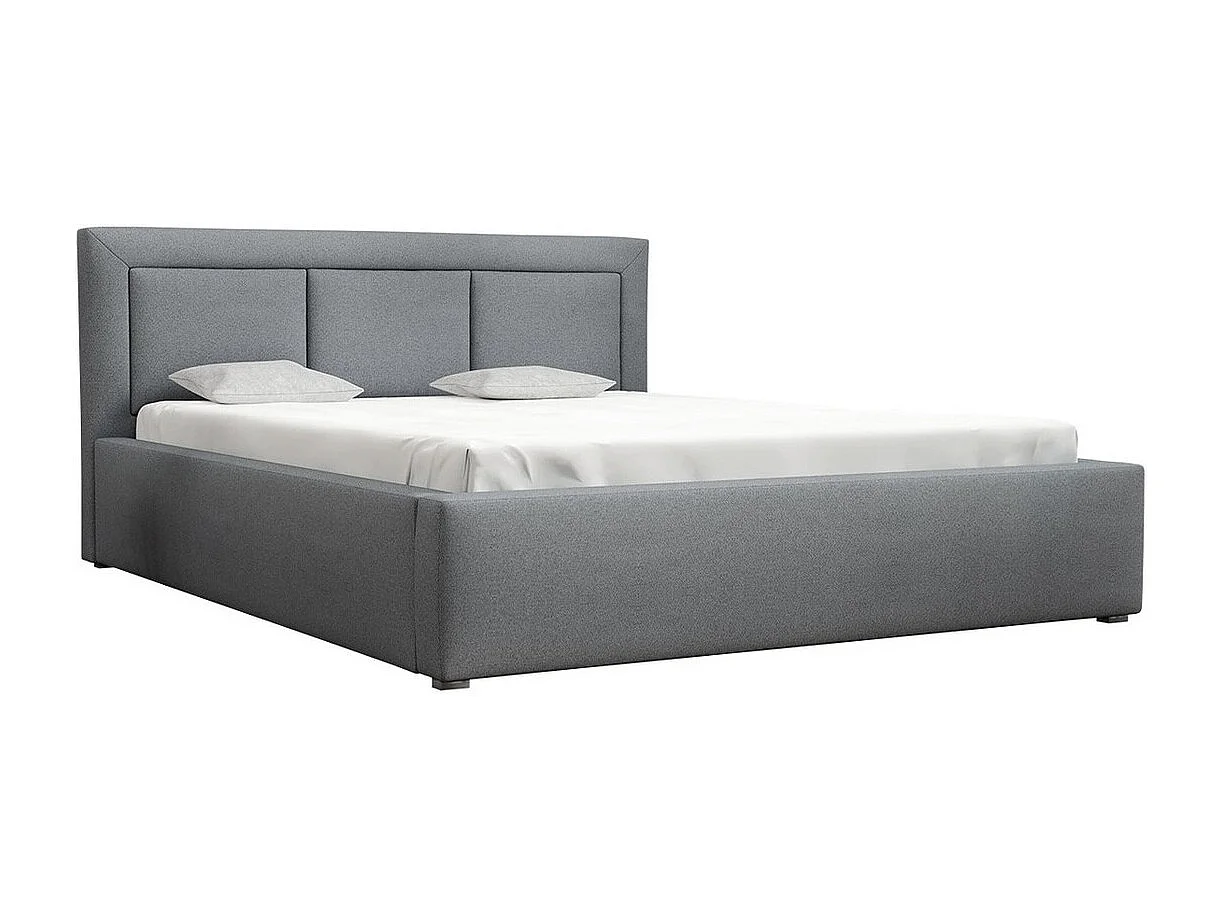 Lit Pomona 101, Double, Gris, 160x200, Tissu, Disponible, 180x223x93cm
