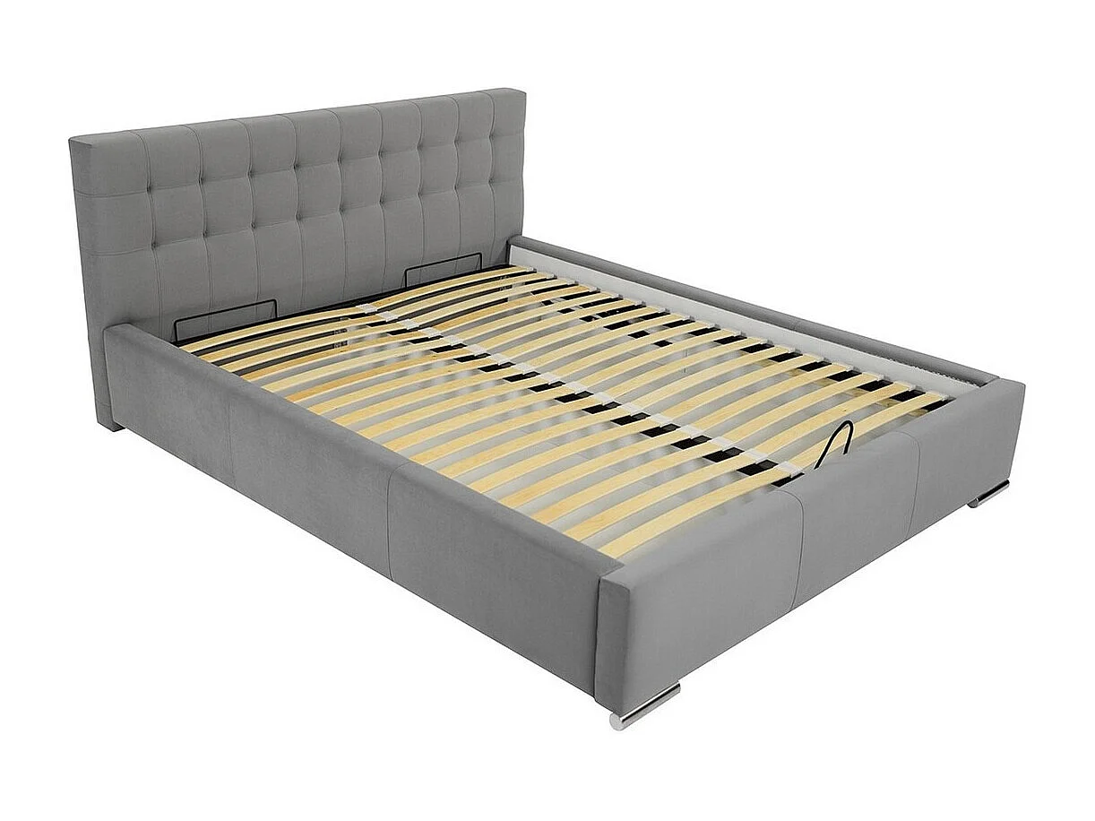 Cama Baltimore 106, Doble, Blanco, 160x200, Cuero ecológico, Somieres, 178x222x92cm