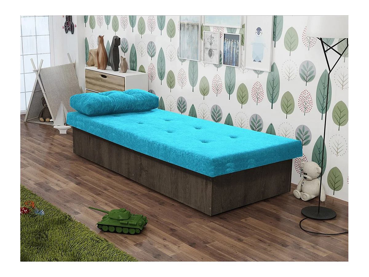 Cama Dover 100, Individuales, Turquesa, 80x190, 80x190x39cm