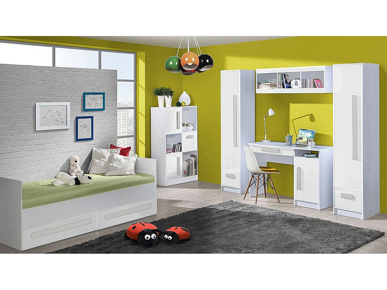 Cama Merevari 102, Solteiro, Branco, Placa de aglomerado laminado