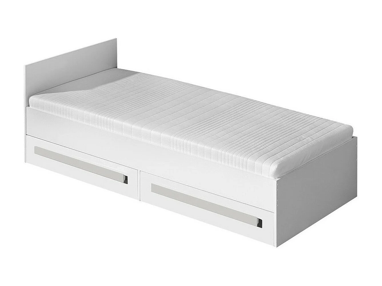 Letto Merevari 102, Singolo, Bianco, 90x200, Truciolare laminato, Con, 94x203x71cm