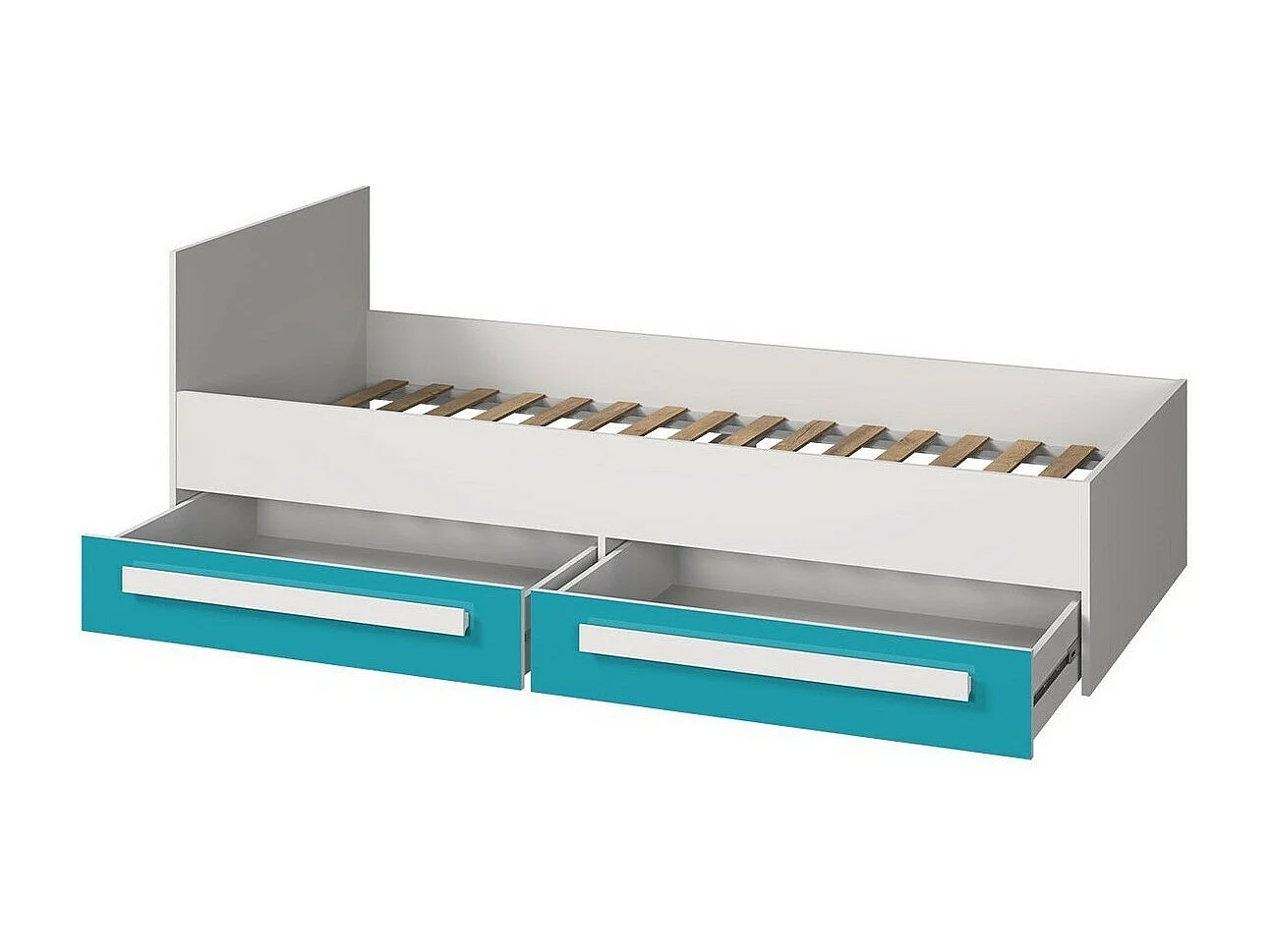 Letto Merevari 102, Singolo, Bianco, 90x200, Truciolare laminato, Con, 94x203x71cm