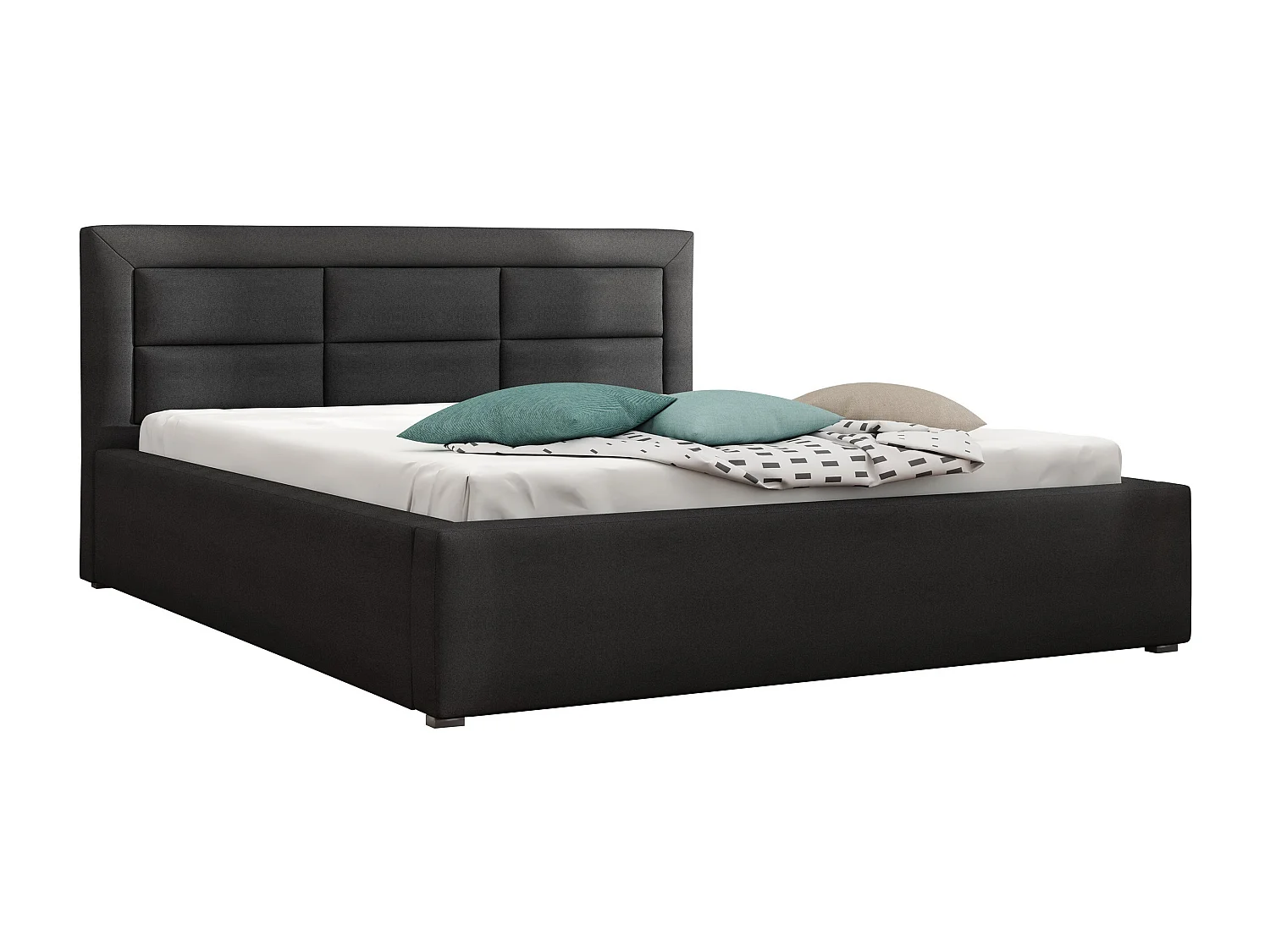 Cama Pomona 103, Doble, Gris, 160x200, Tapiz, Somieres, 180x223x93cm