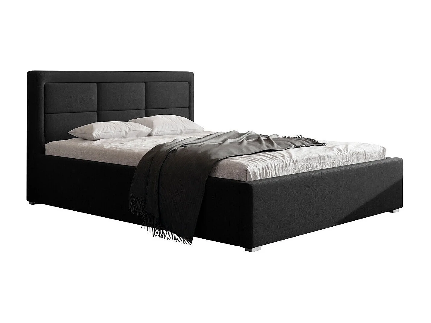 Cama Pomona 102, Solteiro, Preto, Tecido, Estrados de cama, 14x22x9cm