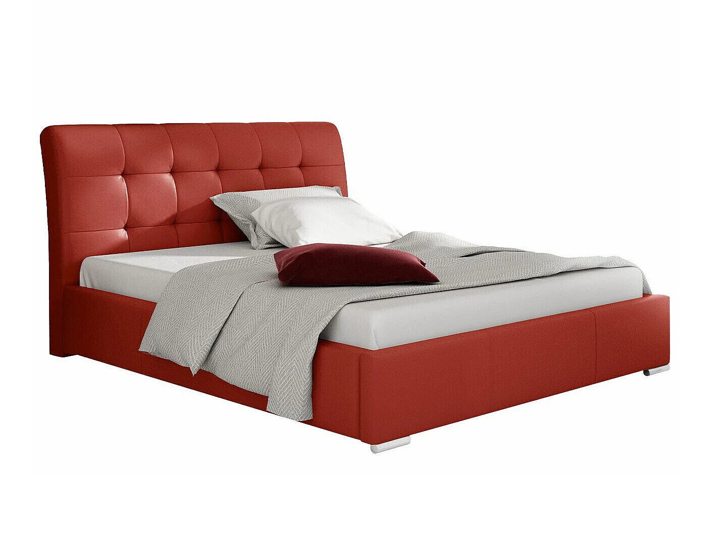 Lit Fructus, Double, Rouge, Faux cuir, Disponible, 20x23x10cm