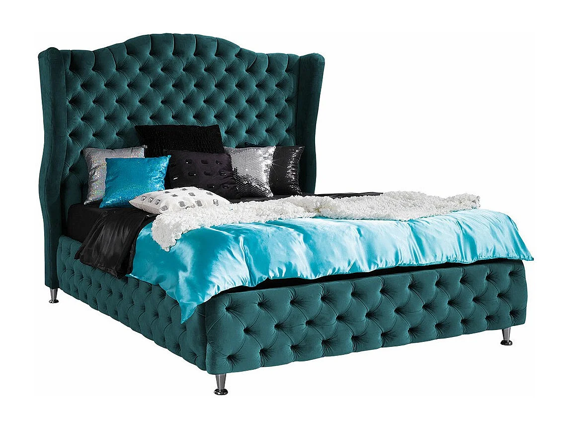 Lit Florence 102, Double, Turquoise, 180x200, Tapisserie, 207x222x162cm