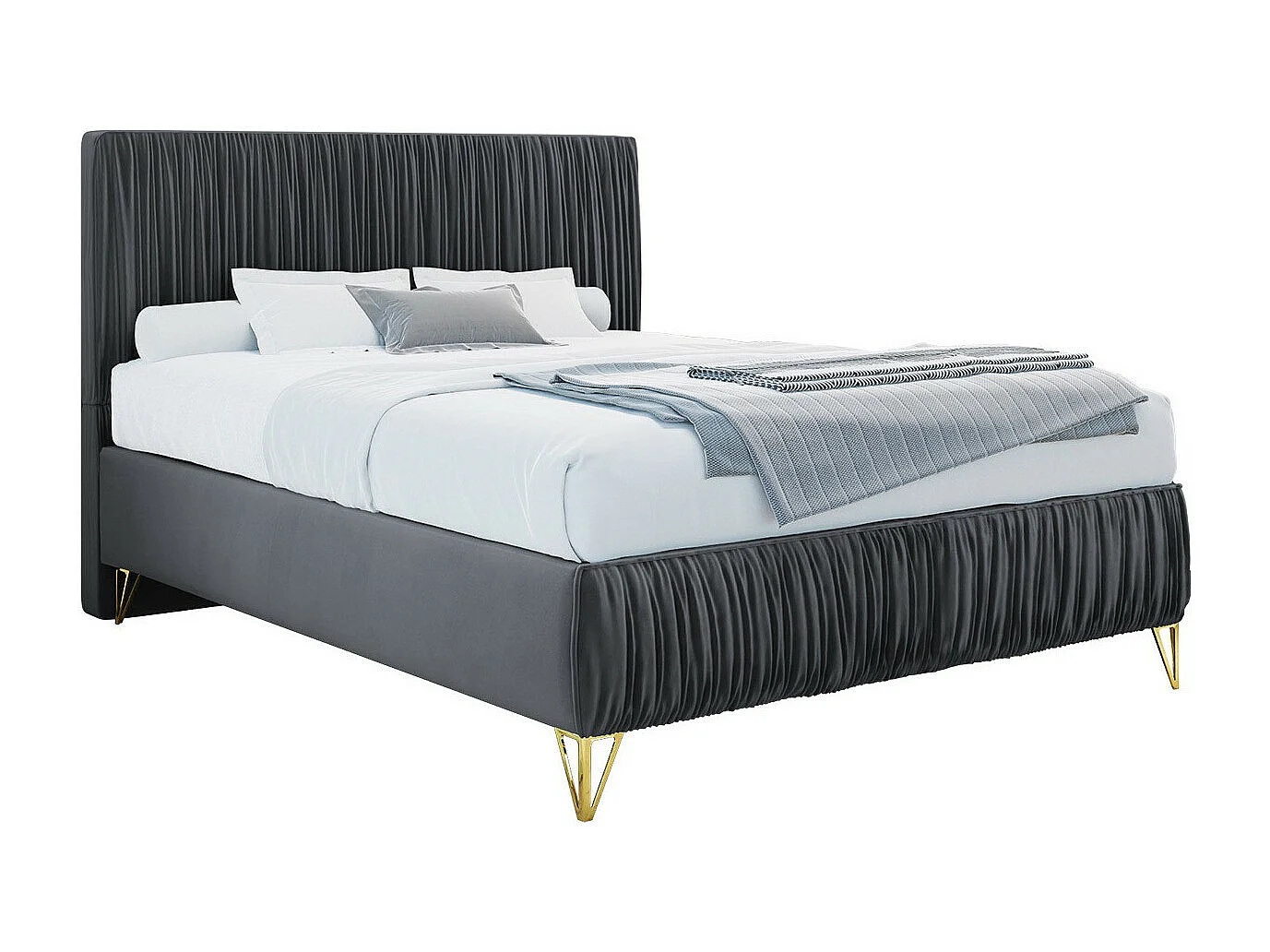 Cama continental Logan 112, Solteiro, Cinzento, Tecido, 12x21x12cm