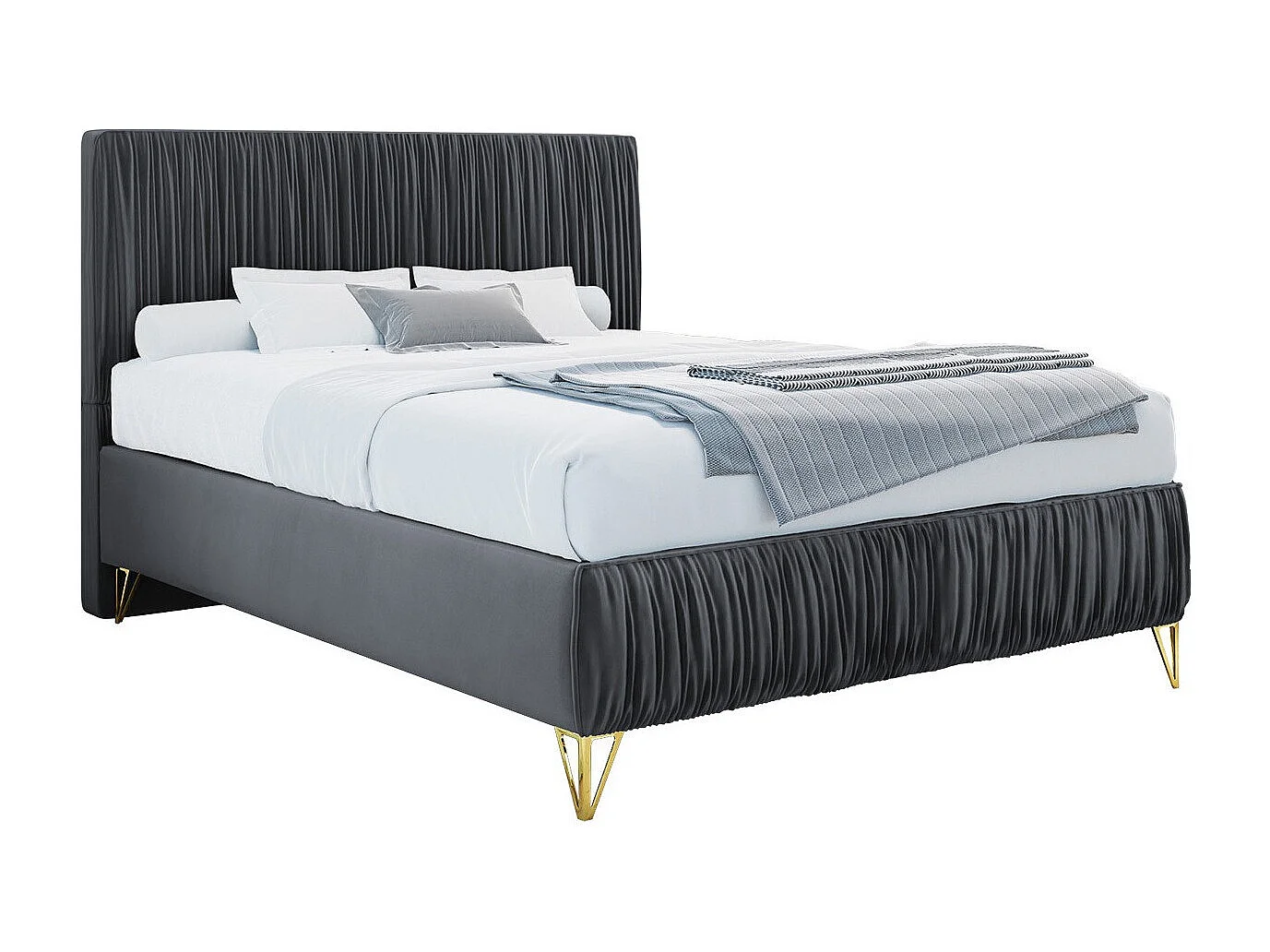 Cama continental Logan 112, Solteiro, Cinzento, Tecido, 12x21x12cm