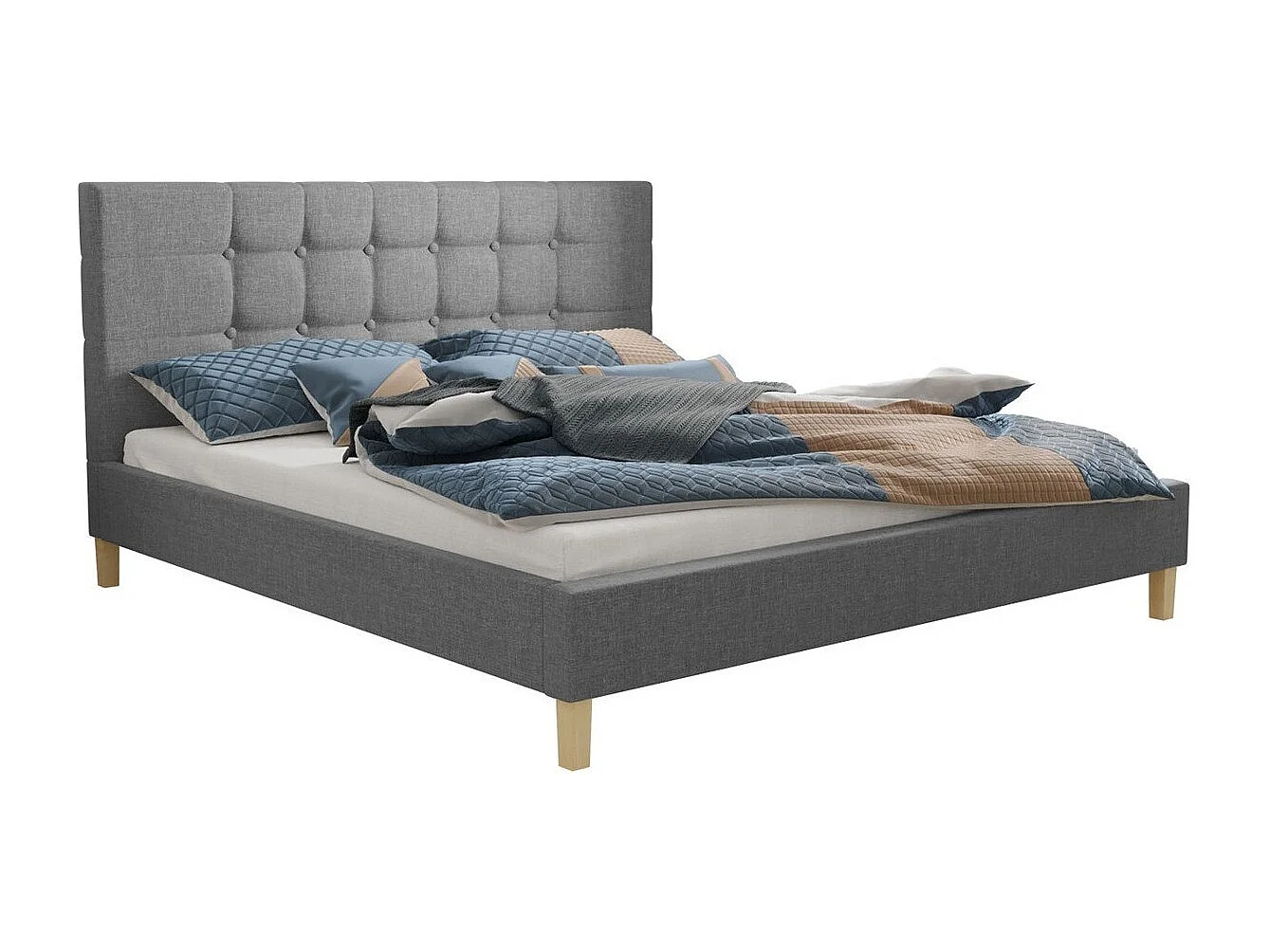 Cama ComfiDream 109, Doble, Gris, 180x200, Tapiz, Somieres, 187x215x100cm