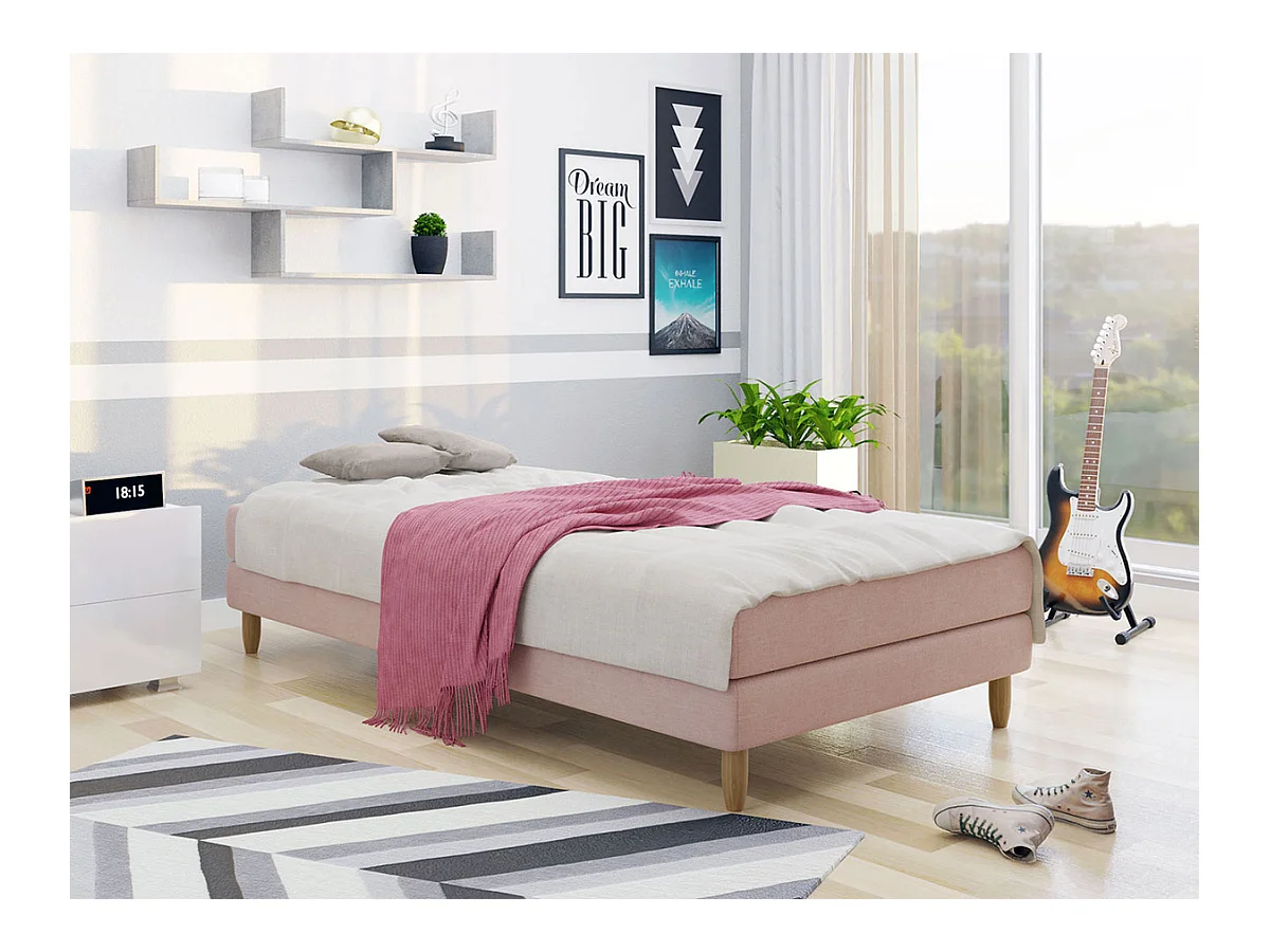 Cama Memphis 126, Individuales, Rosa, 120x200, Tapiz, Somieres, 120x200x41cm