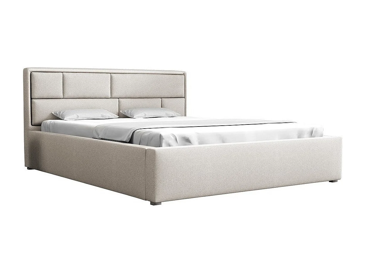 Cama Pomona 104, Doble, De color marrón claro, 180x200, Tapiz, Somieres, 200x223x93cm
