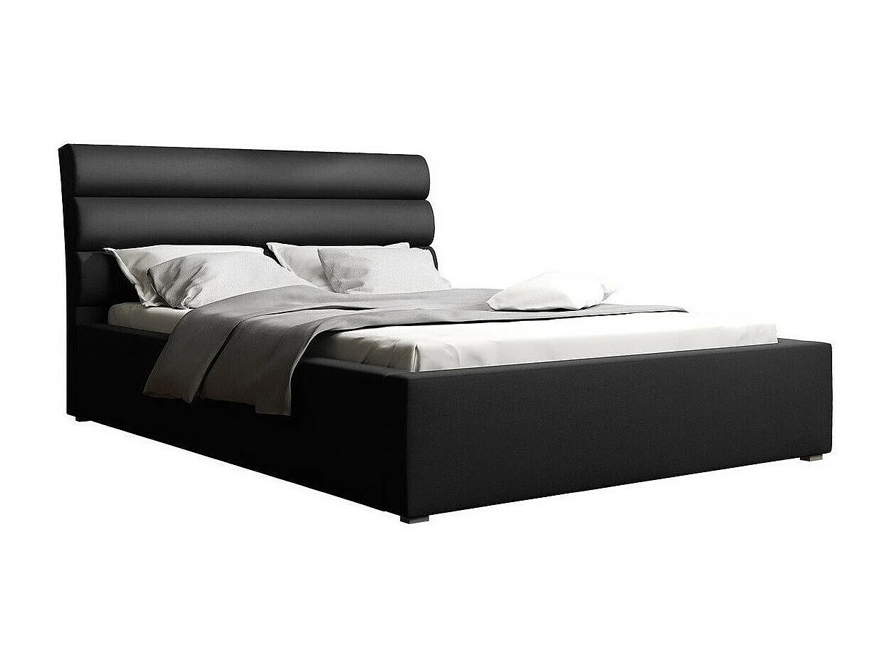 Cama Pomona 108, Casal, Preto, Tecido, Estrados de cama, 18x22x10cm