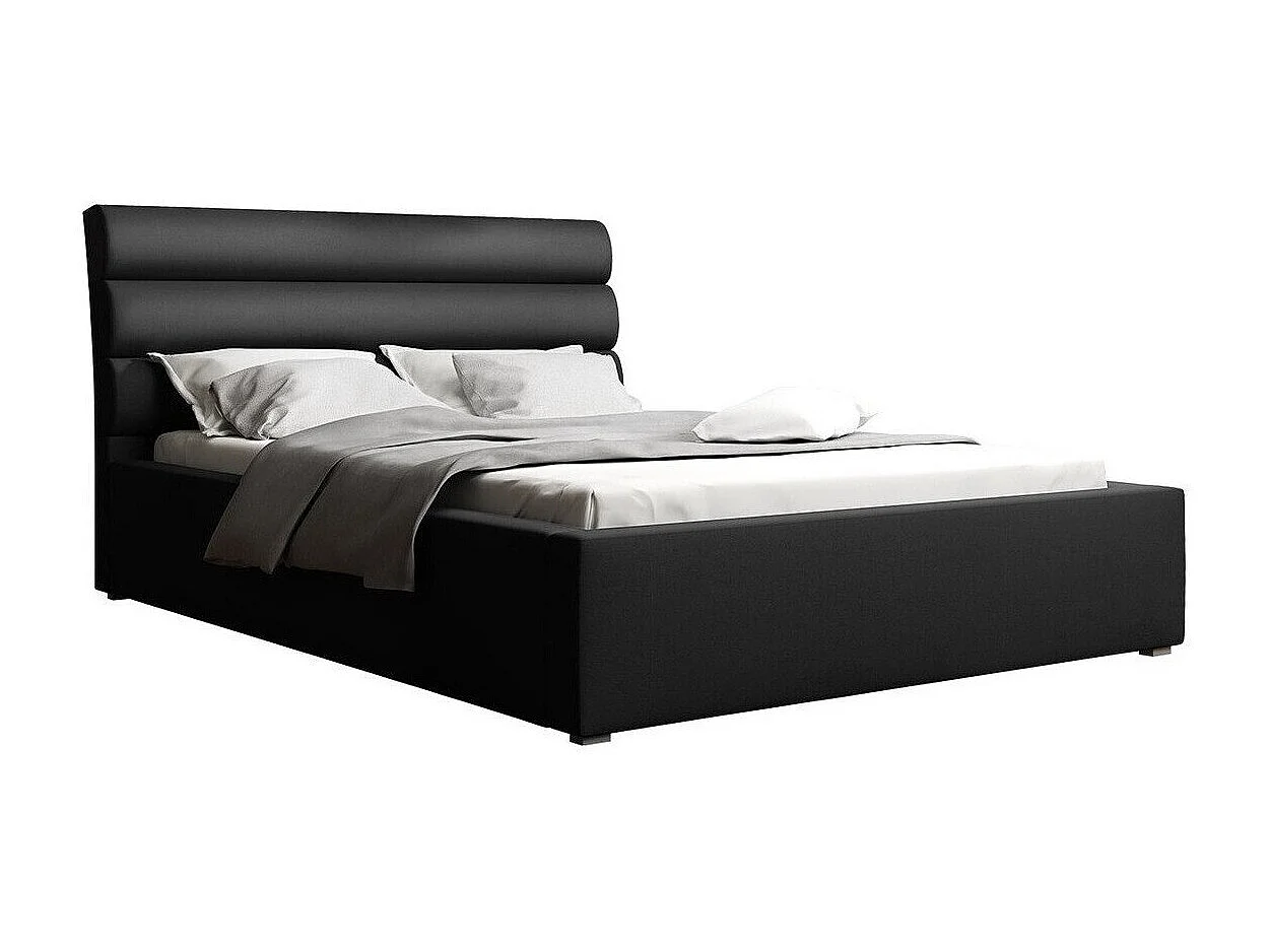 Letto Pomona 108, Doppio, Nero, 160x200, Arazzo, Con, 180x223x100cm