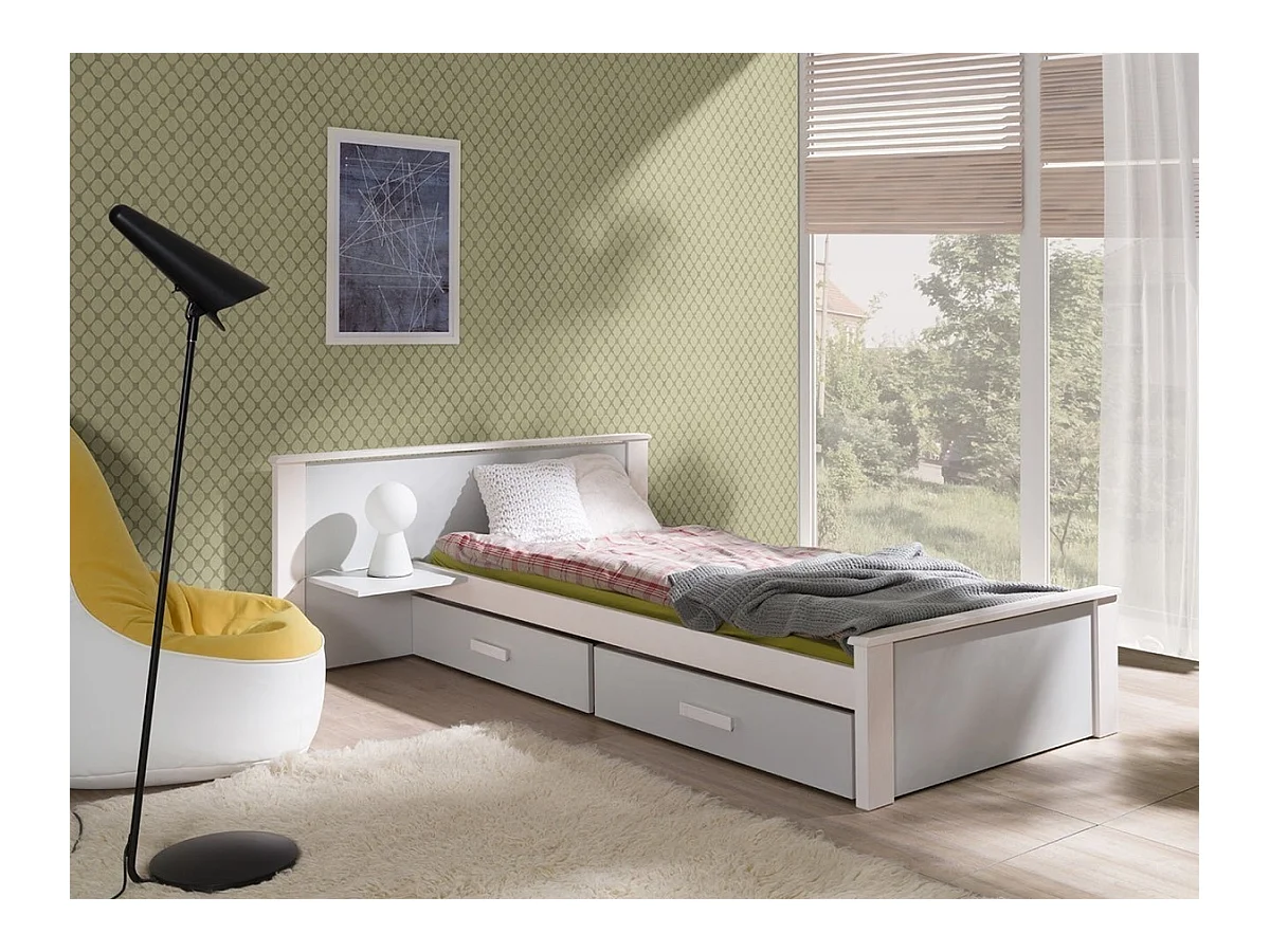 Letto Henderson 118, Singolo, Grigio, 90x200, Truciolare laminato, Con, 149x210x72cm
