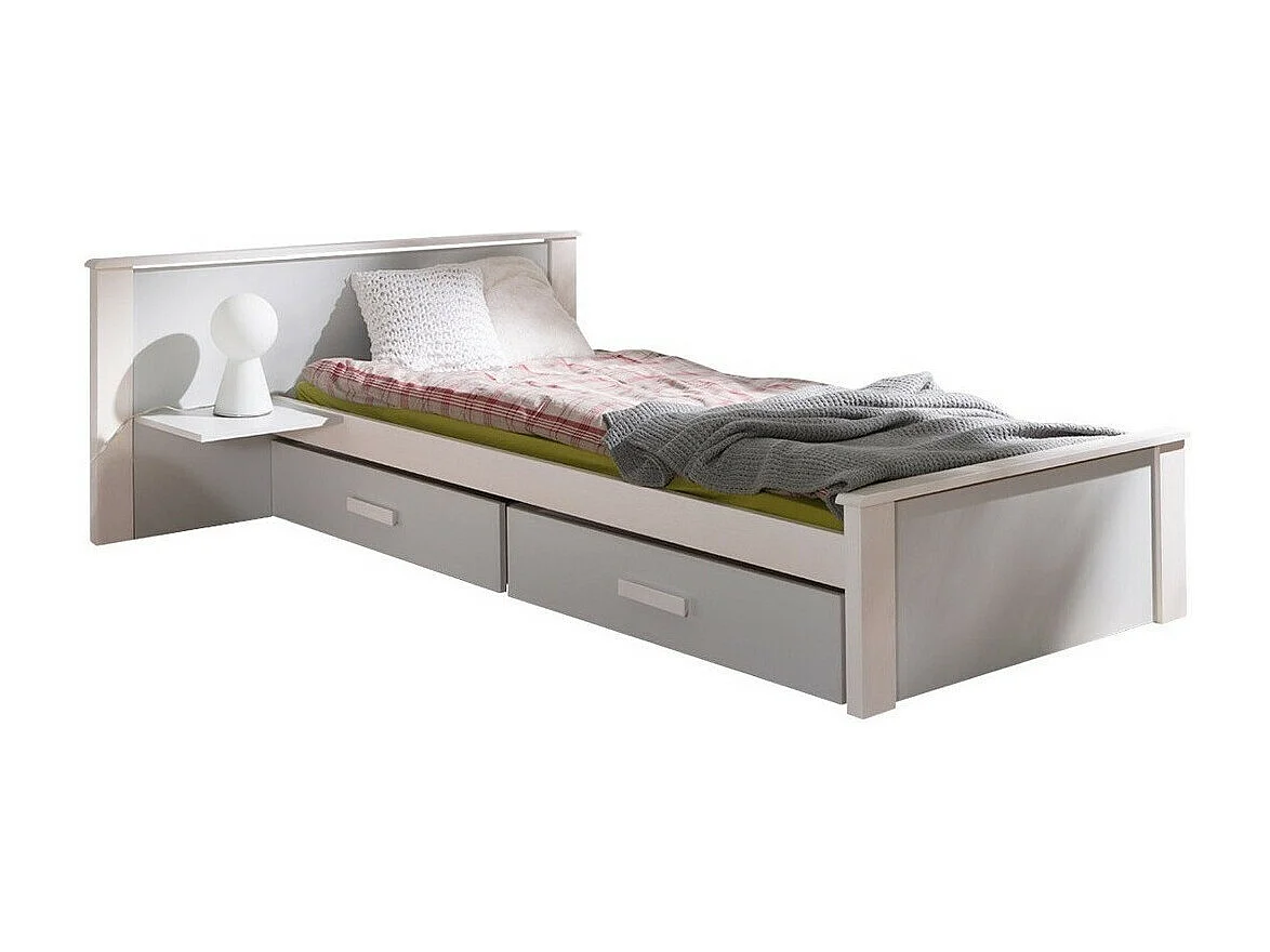 Cama Henderson 118, Individuales, Gris, 90x200, Aglomerado laminado, Somieres, 149x210cm