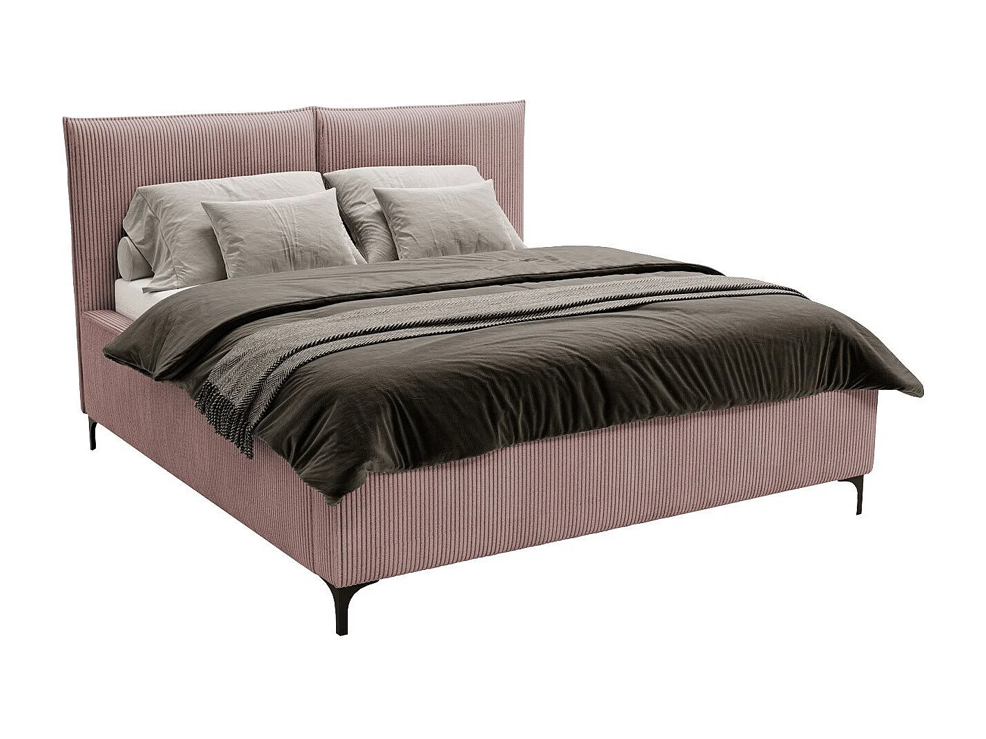 Cama Clovis 113, Doble, Rosa, 200x200, Tapiz, Somieres, 220x214x108cm