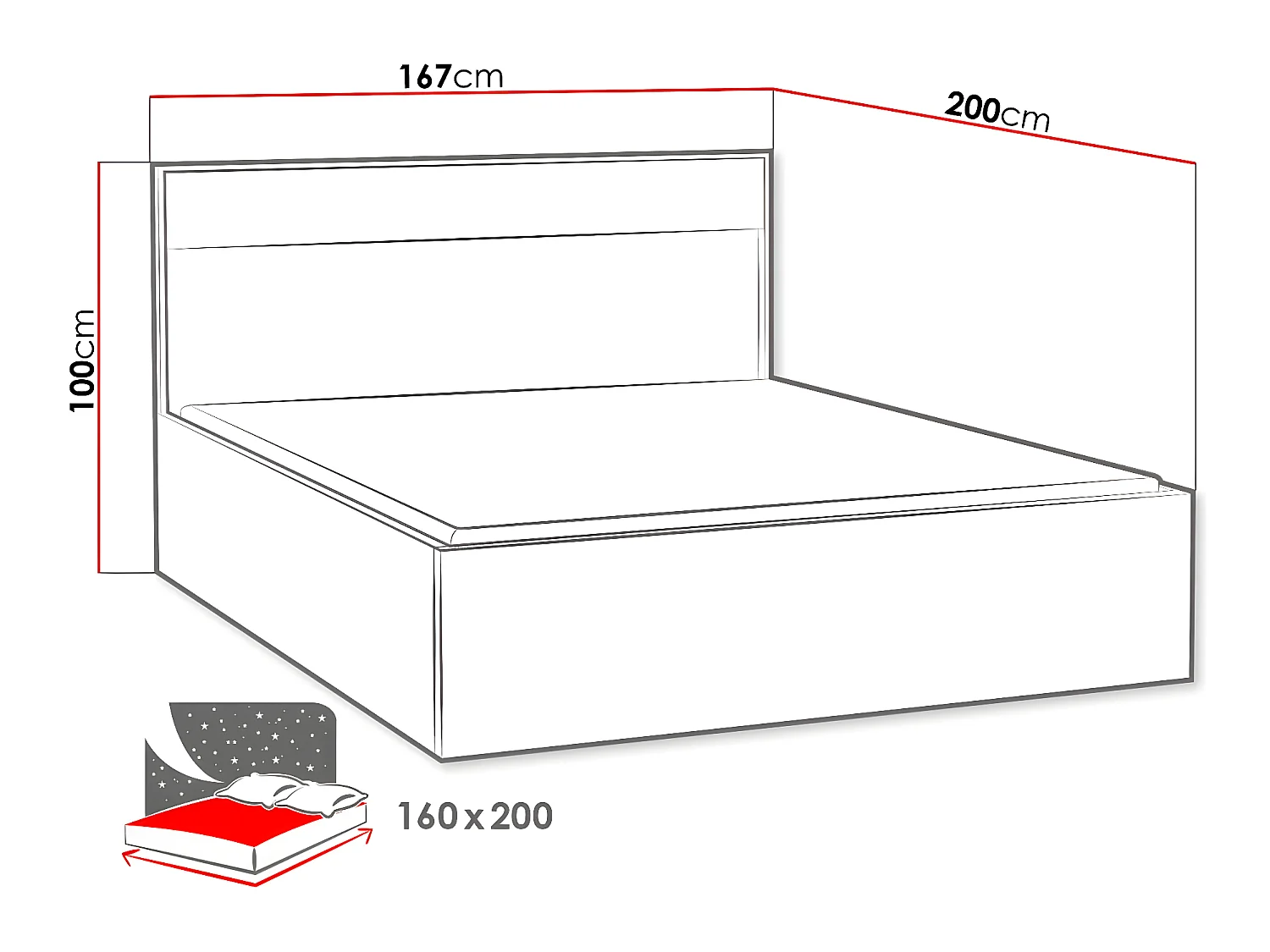 Cama Etrmoni 113, Casal, Castanho claro, Placa de aglomerado laminado