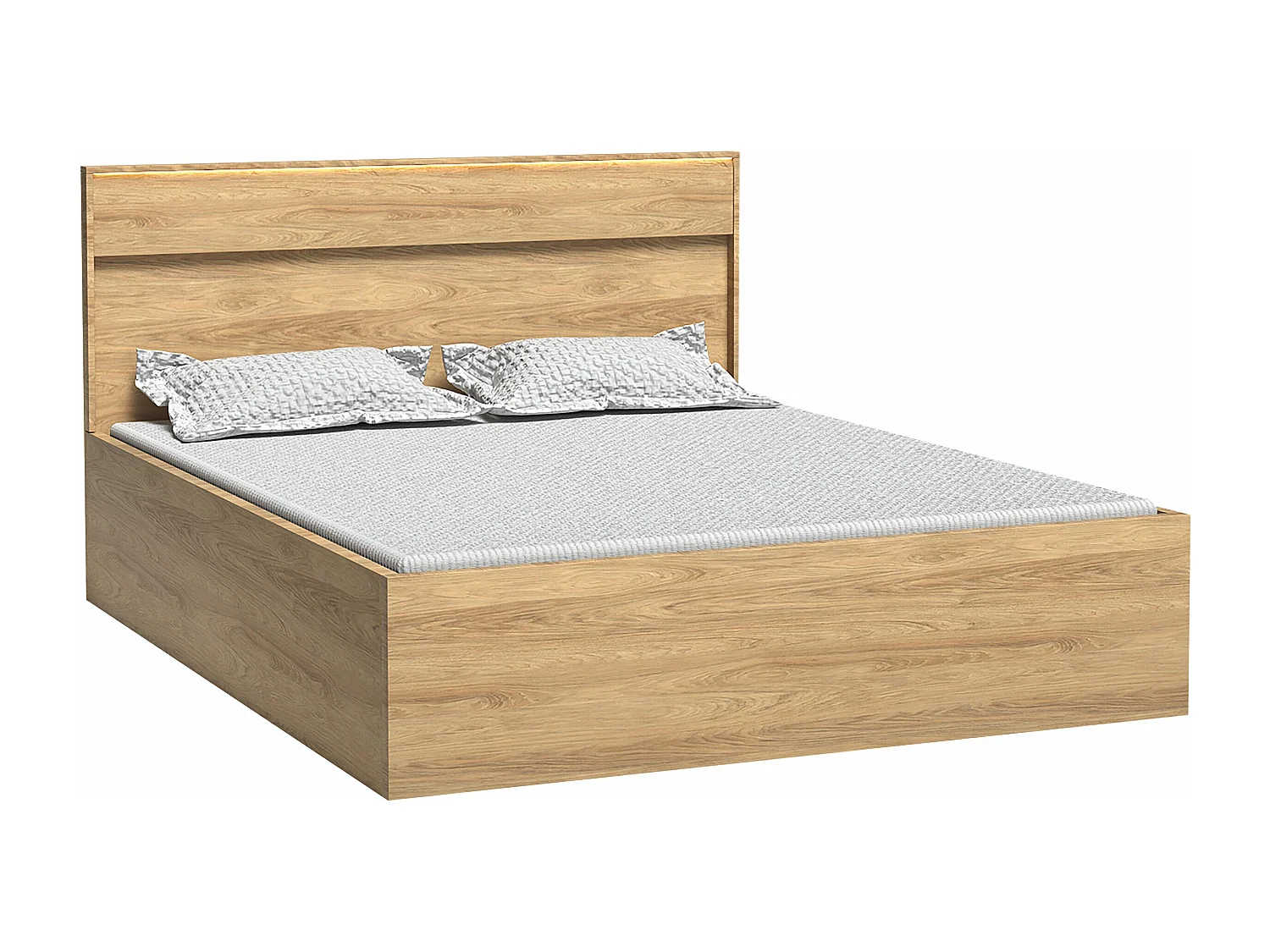 Cama Etrmoni 113, Doble, De color marrón claro, 160x200, Aglomerado laminado, Somieres,