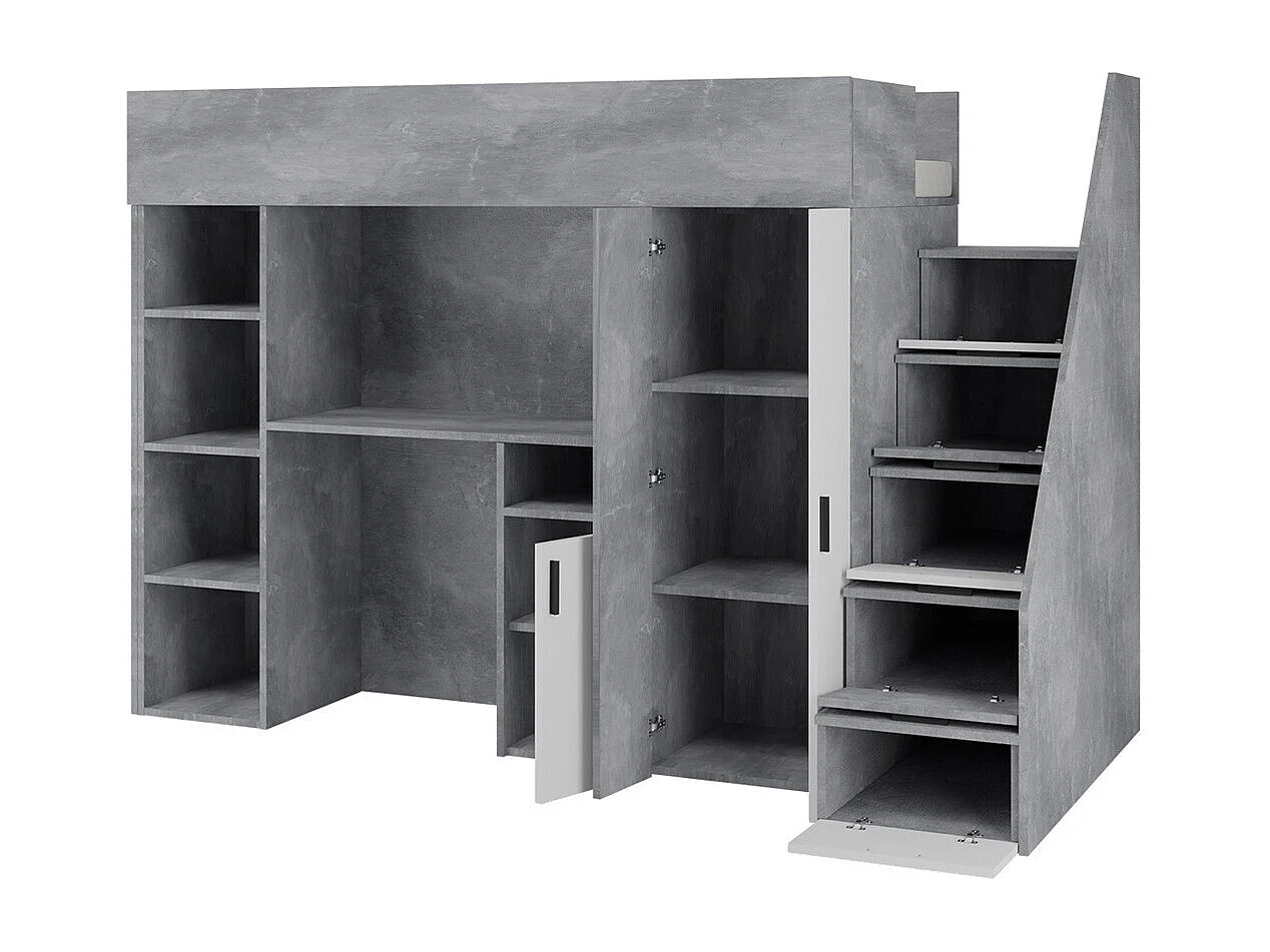 Cama alta Hartford 365, Individual, Cinzento, Estrados de cama