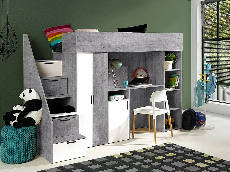 Litera Hartford 365, Individuales, Gris, 90x200, Aglomerado laminado, Somieres, 120x247cm