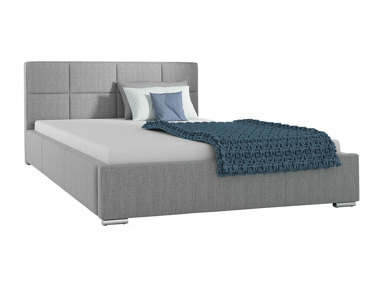 Cama Baltimore 122, Casal, Cinzento, Tecido, Estrados de cama