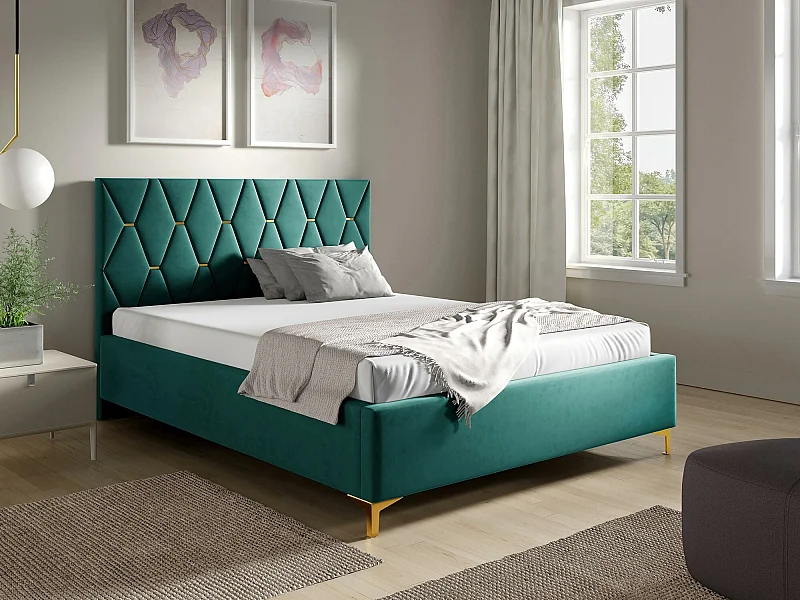 Cama Baltimore 192, Doble, Verde, 160x200, Tapiz, Somieres, 178x222x122cm