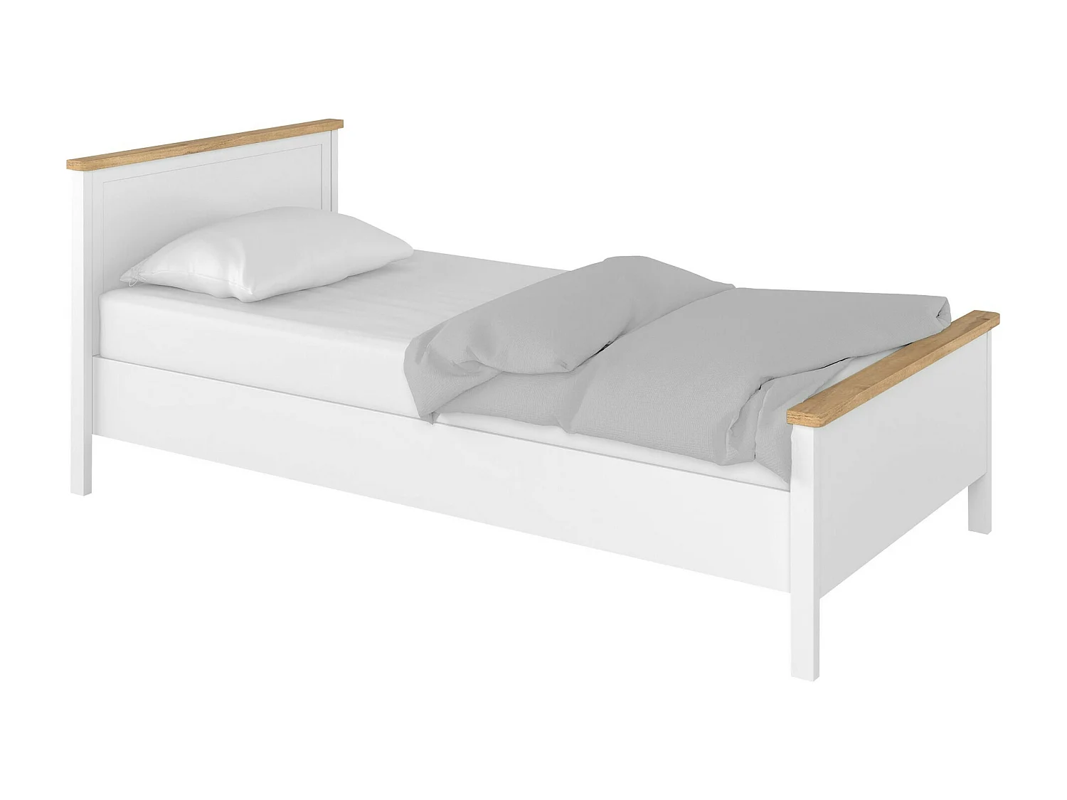 Lit Romelbo 109, Unique, Blanc, 90x200, Stratifié, Sommier à lattes, 105x210x86cm