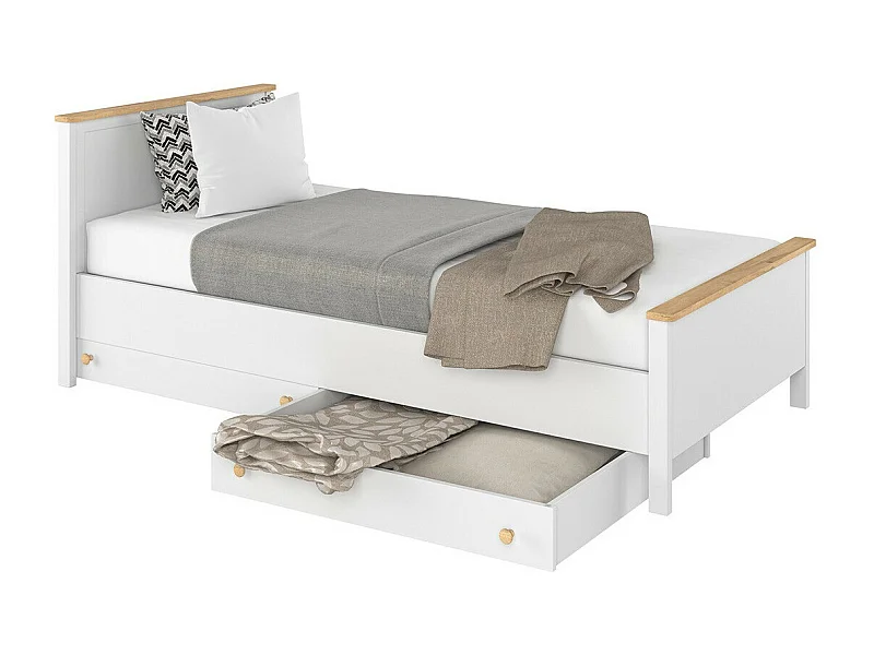 Lit Romelbo 109, Unique, Blanc, 90x200, Stratifié, Disponible, 105x210x86cm