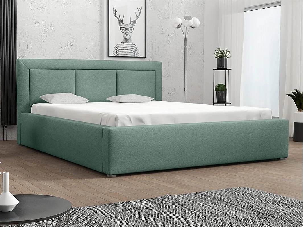 Cama Pomona 100, Casal, Verde, Tecido, Estrados de cama, 18x22x9cm