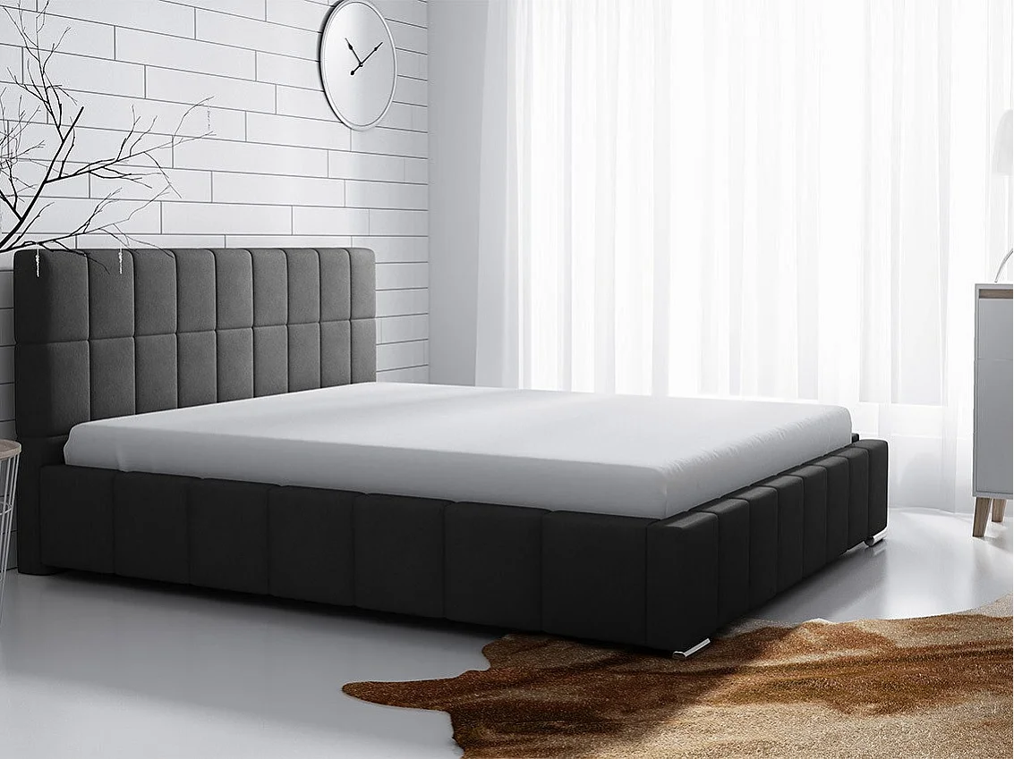 Cama Baltimore 120, Casal, Preto, Tecido, Estrados de cama, 20x22x9cm