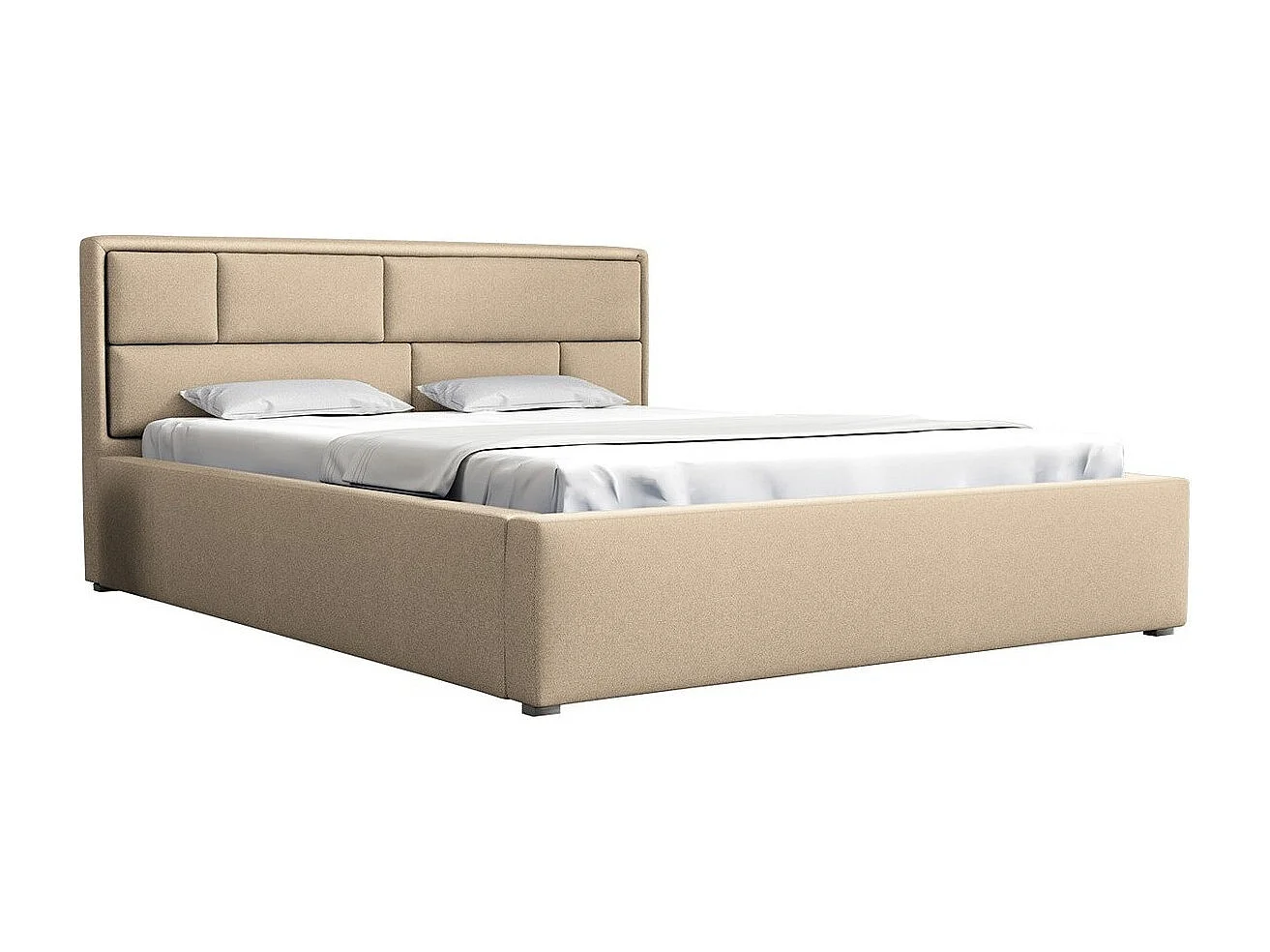 Cama Pomona 104, Doble, De color marrón claro, 140x200, Tapiz, Somieres, 160x223x93cm