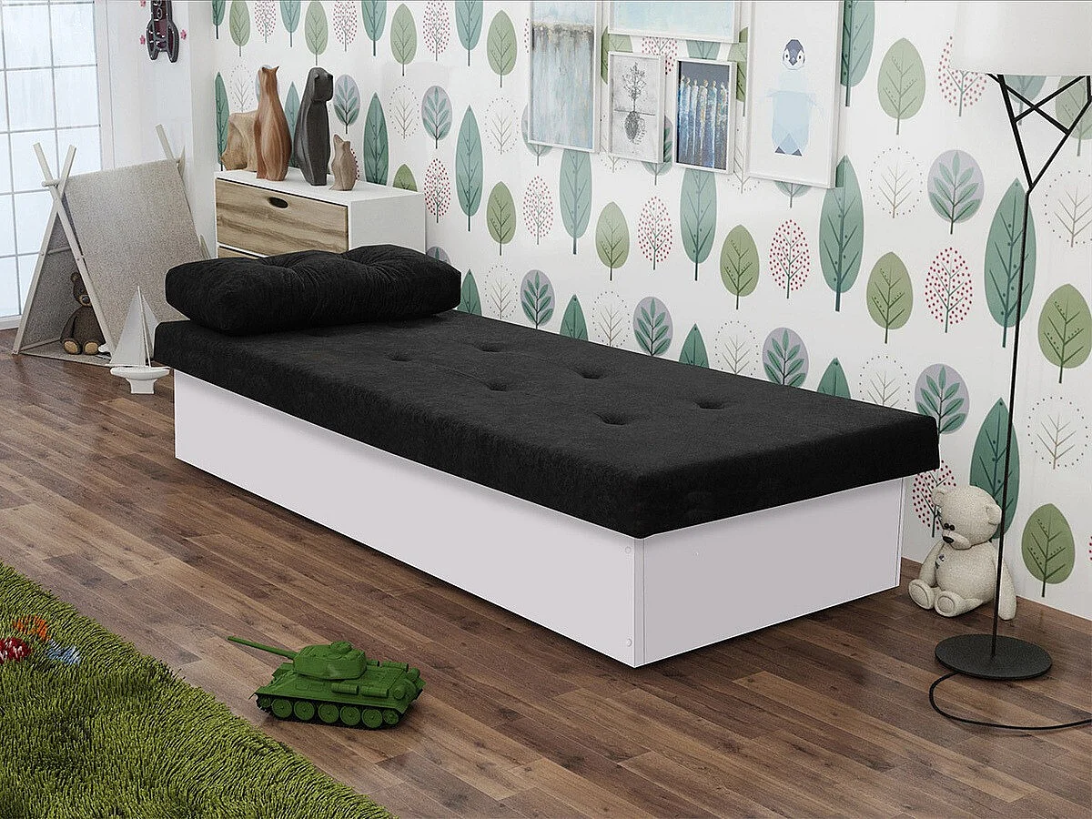 Cama Dover 100, Individuales, Negro, 80x190, 80x190x39cm