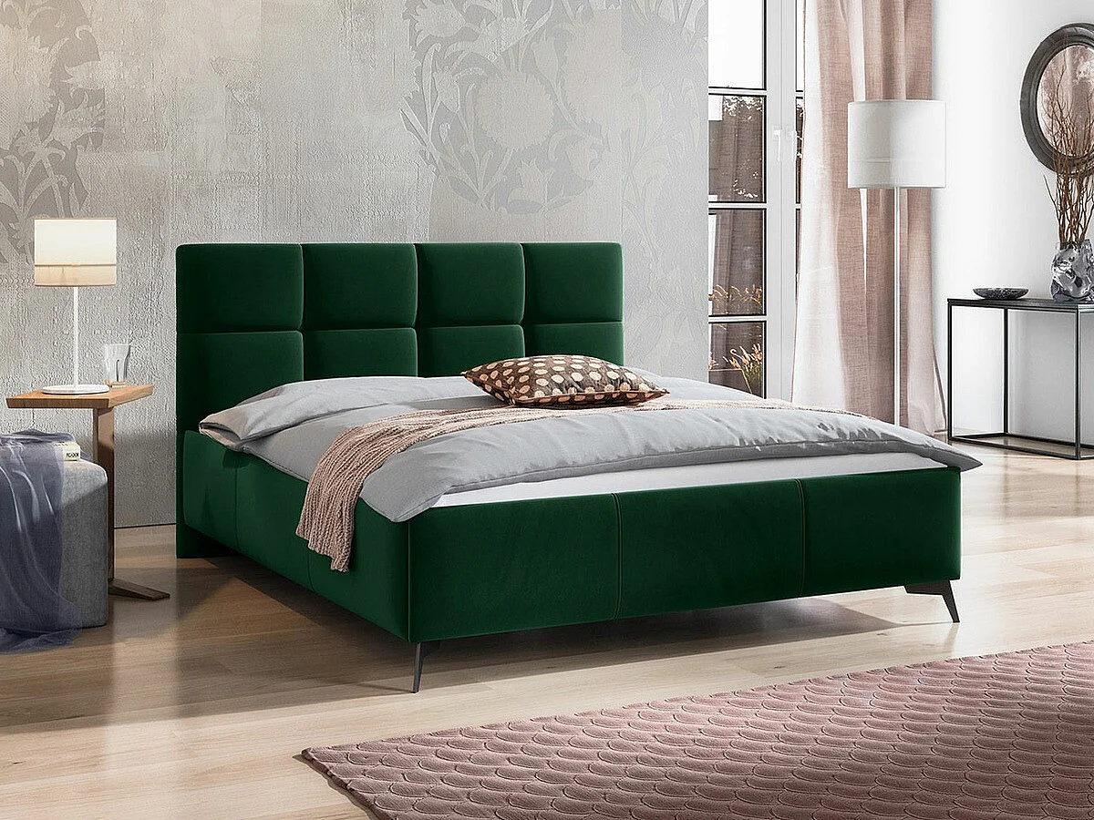 Lit ComfiDream 172, Double, Vert, 140x200, Tissu, Disponible, 149x216x106cm