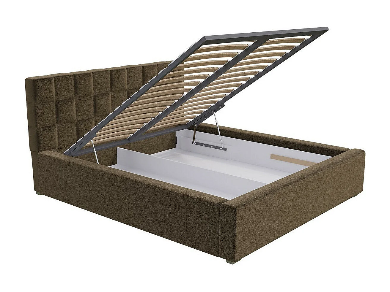 Cama Pomona 106, Doble, Marrón, 140x200, Tapiz, Somieres, 160x223x93cm