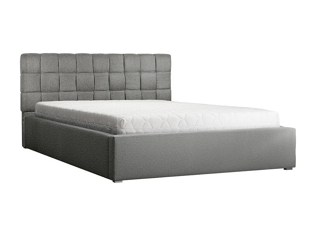 Cama Pomona 107, Casal, Cinzento, Tecido, Estrados de cama, 22x22x9cm