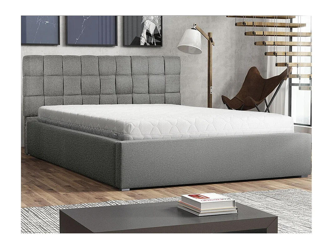 Letto Pomona 106, Doppio, Grigio, 160x200, Arazzo, Con, 180x223x93cm