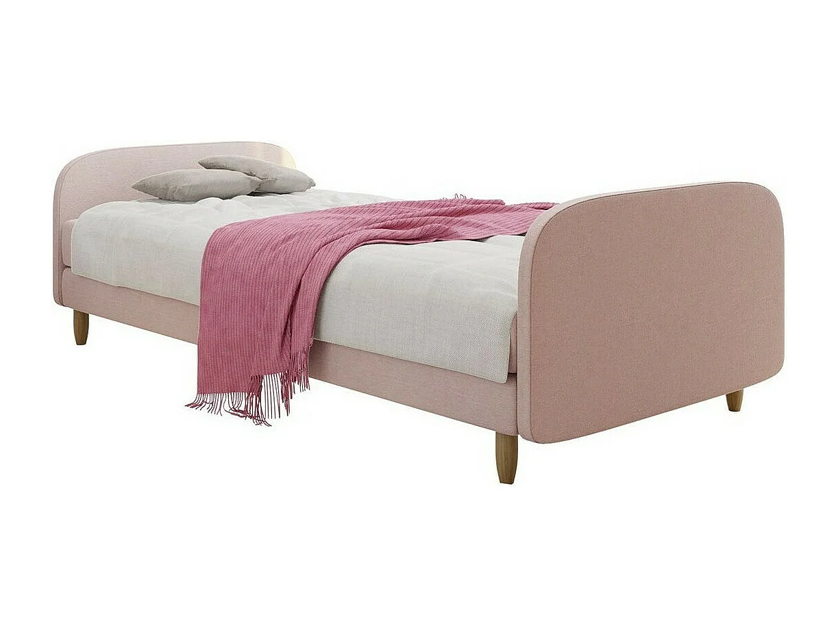 Lit Memphis 125, Unique, Rose, 120x200, Tissu, Disponible, 120x210x63cm