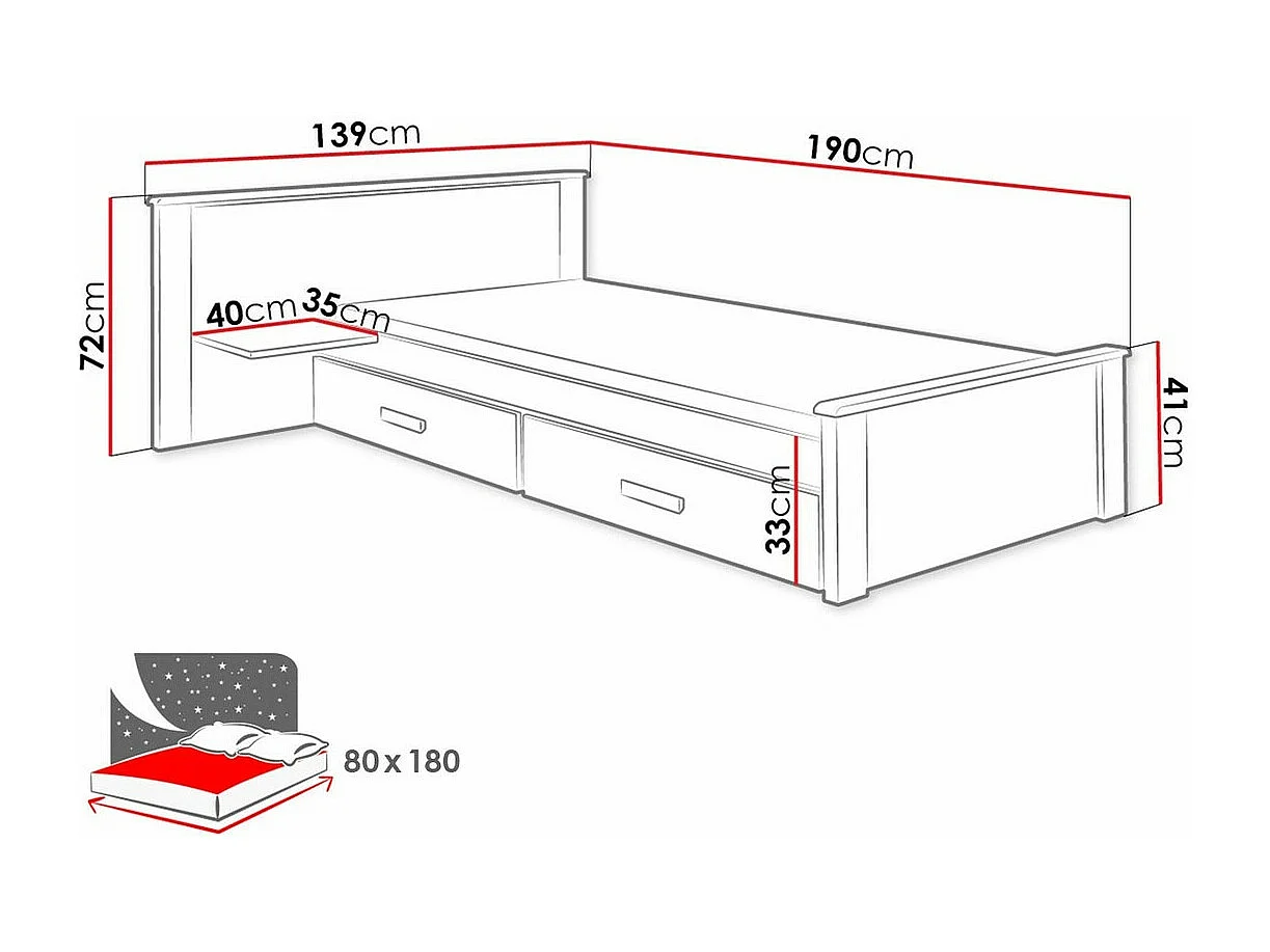Cama Henderson 117, Individuales, De color marrón claro, 80x180, Aglomerado laminado,