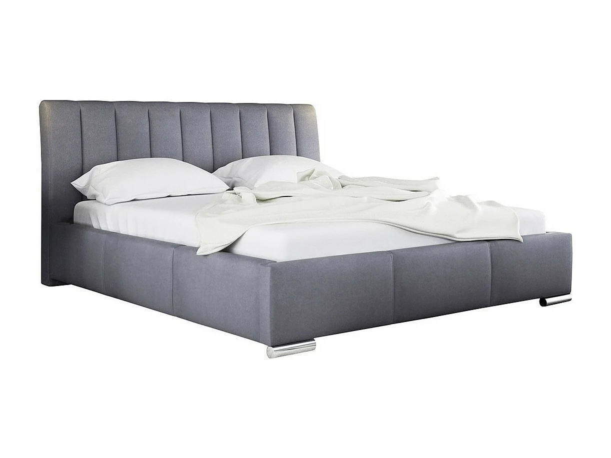 Cama Baltimore 109, Casal, Cinzento, Tecido, Estrados de cama