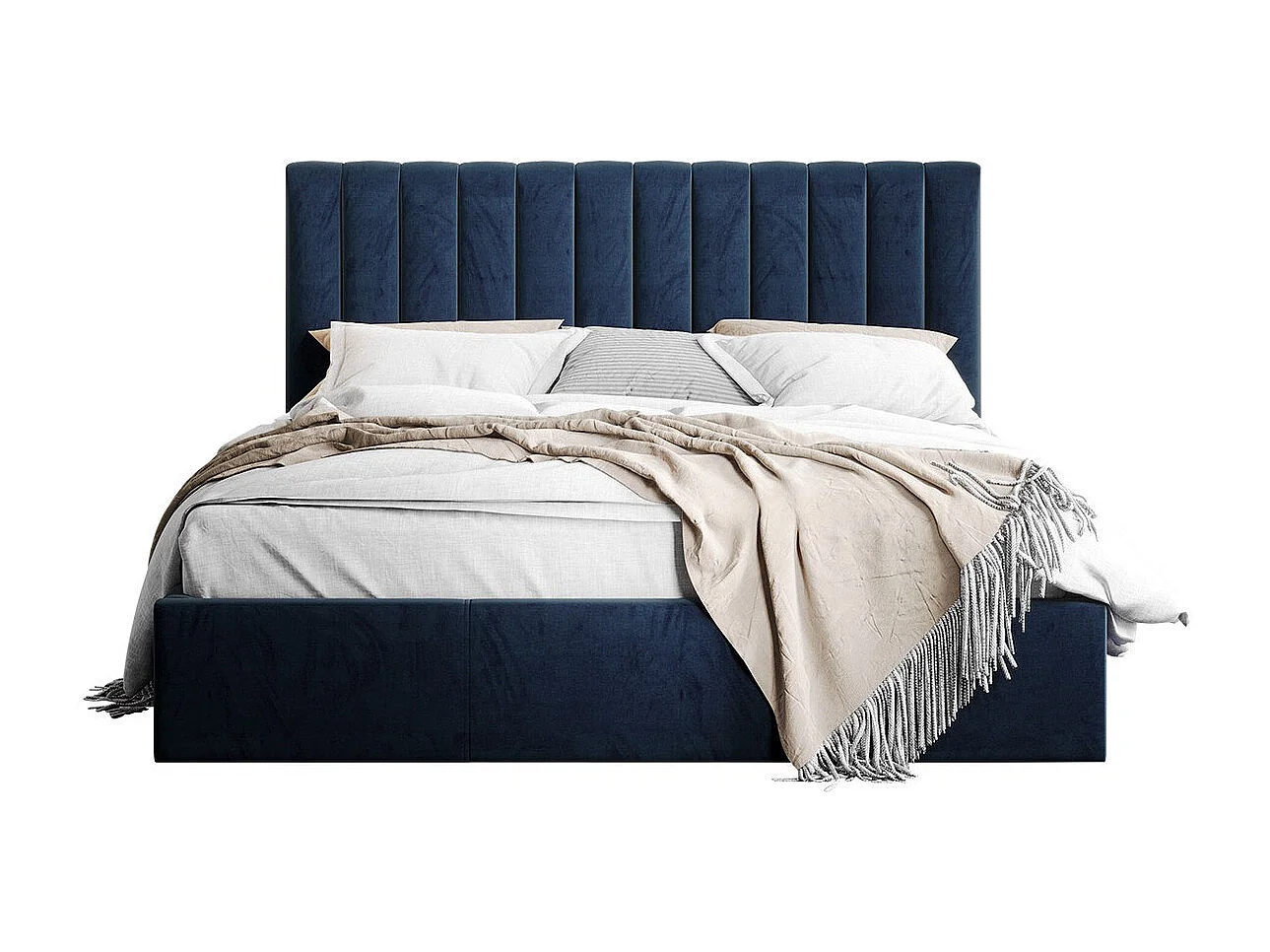 Lit ComfiDream 179, Double, Bleu, 180x200, Tissu, Disponible, 191x212x105cm