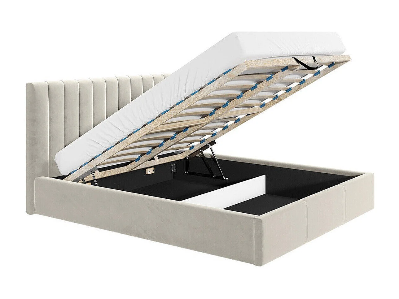 Lit ComfiDream 179, Double, Bleu, 180x200, Tissu, Disponible, 191x212x105cm