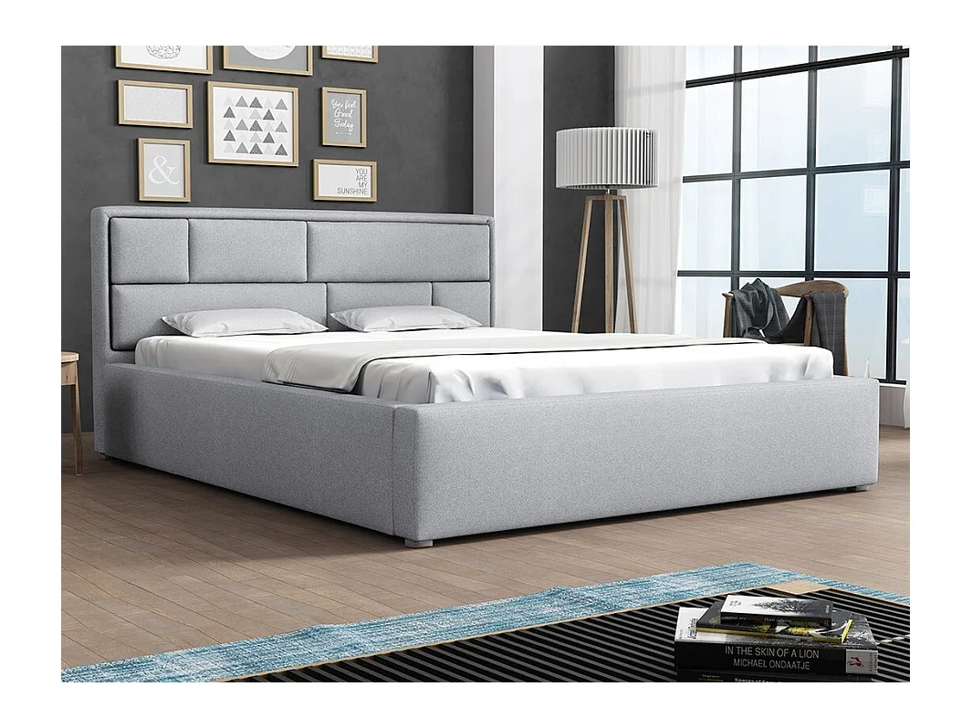 Cama Pomona 105, Individuales, Gris, 120x200, Tapiz, Somieres, 140x223x93cm