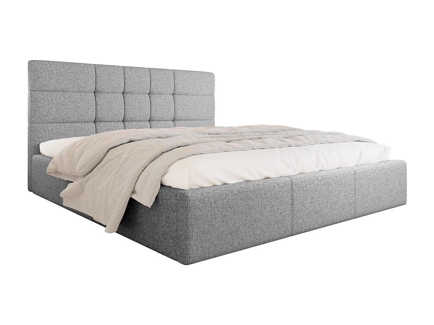 Lit ComfiDream 124, Double, Gris, 140x200, Tissu, Disponible, 151x212x105cm