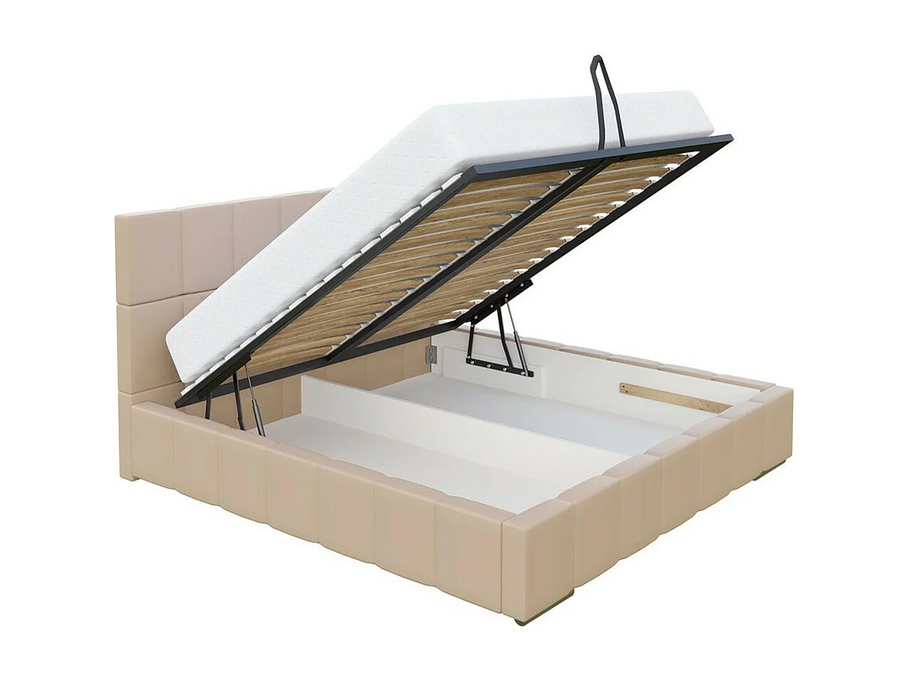 Cama Baltimore 120, Doble, De color marrón claro, 140x200, Tapiz, Somieres, 158x222x92cm