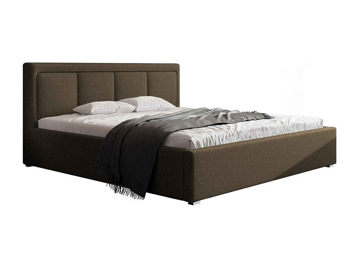 Cama Pomona 100, Doble, Marrón, 200x200, Tapiz, Somieres, 220x223x93cm