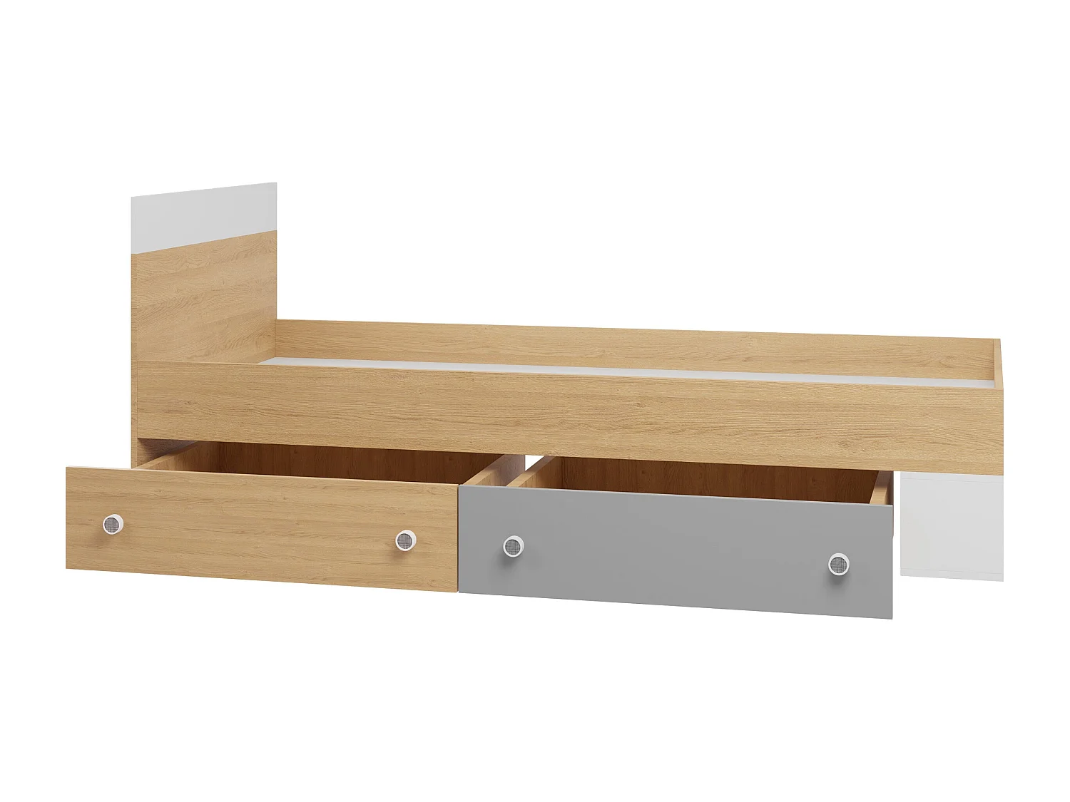 Letto Tesmonu 113, Singolo, Nocciola, 90x200, Truciolare laminato, Con, 94x204x80cm