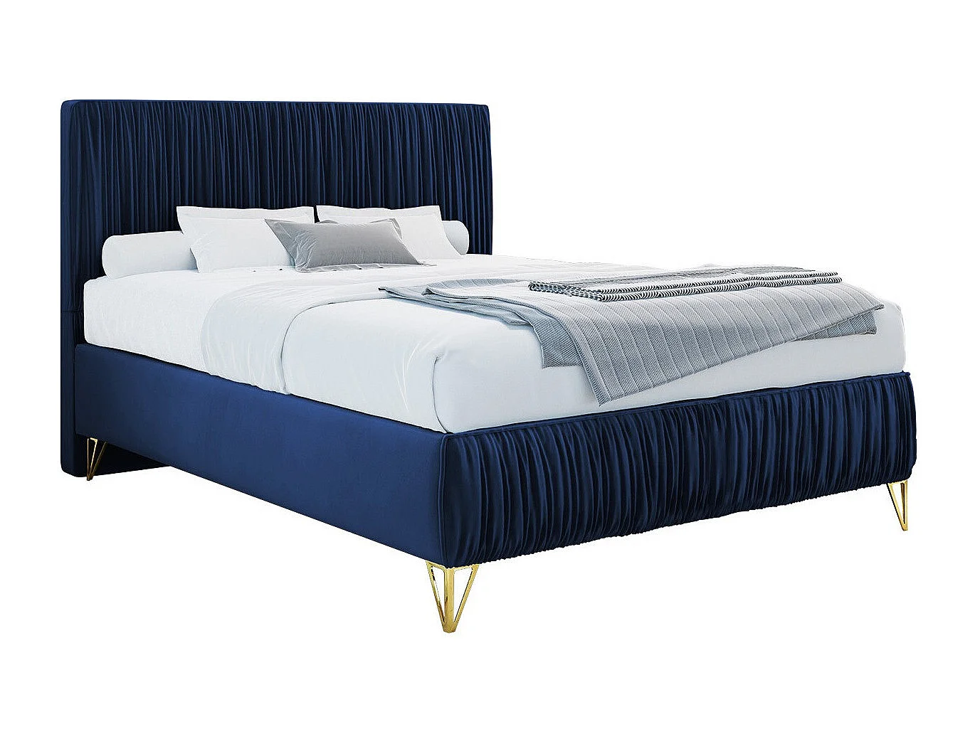 Cama Logan 112, Individuales, Azul, 120x200, Tapiz, Somieres, 120x209x120cm