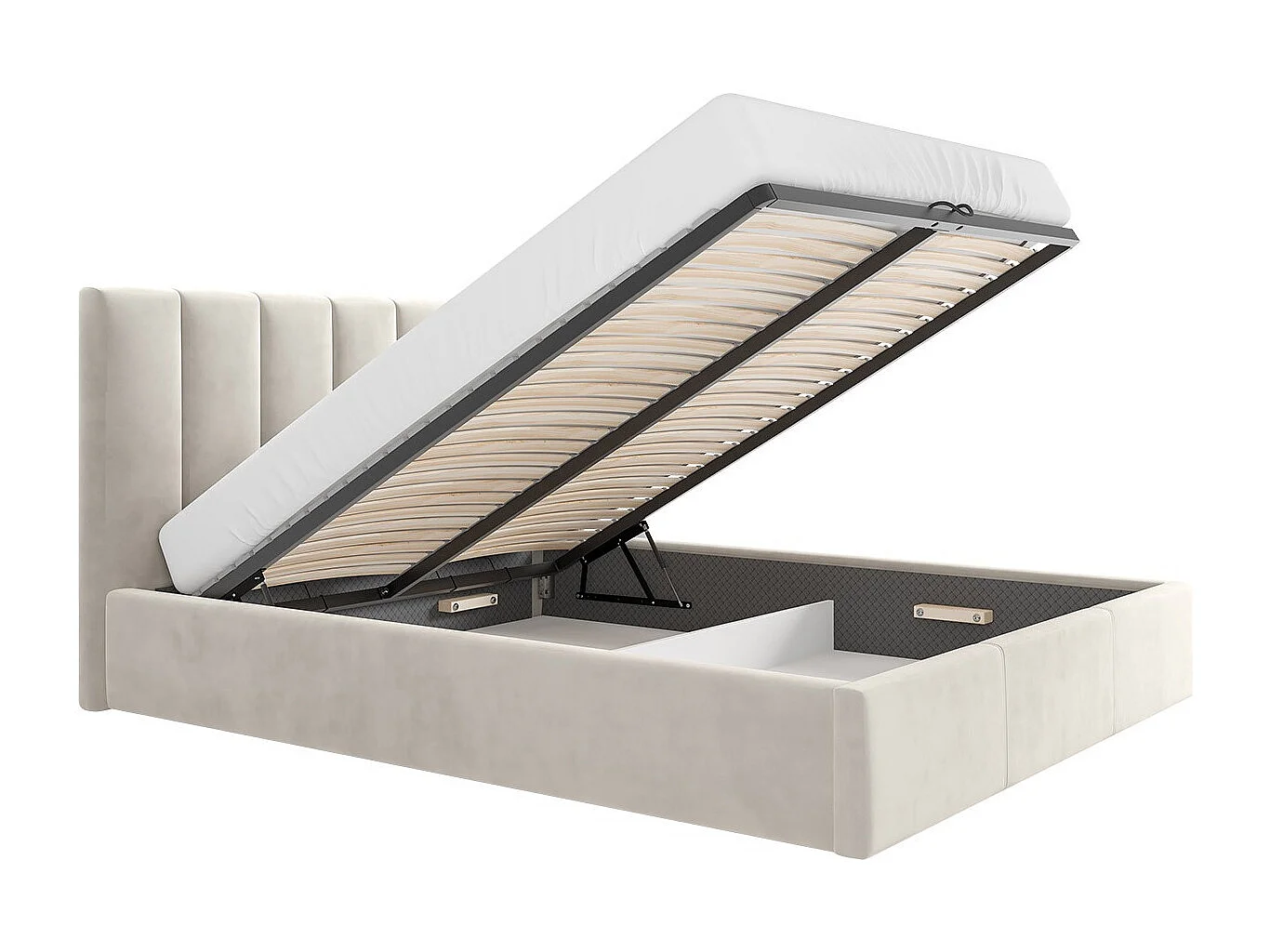 Lit ComfiDream 126, Double, Gris, 160x200, Tissu, Disponible, 170x213x106cm